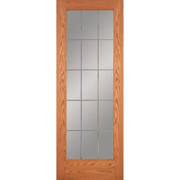 Feather River Doors 36 in. x 80 in. 15 Lite Illusions Woodgrain Unfinished Oak Interior Door Slab