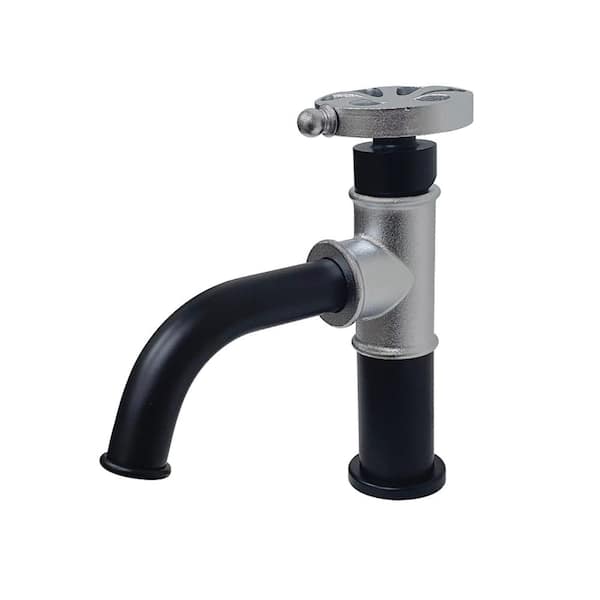 Kingston Brass Belknap Single-Handle Single Hole Bathroom Faucet with Push Pop-Up in Matte Black/Polished Chrome
