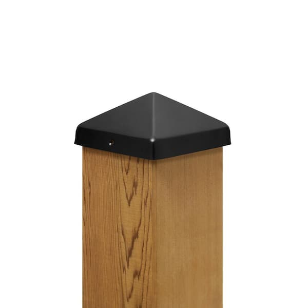 6 in. x 6 in. Black Stainless Steel Pyramid Post Cap with 3/4 in. Lip