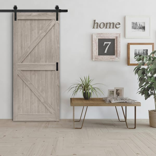 42 in. x 84 in. Gray MDF K Frame Interior Barn Door Slab