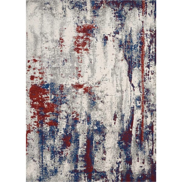 Blue Red Office Rug HomeRoots 8 ft. x 11 ft. Red and Blue Abstract Non Skid Area Rug ...