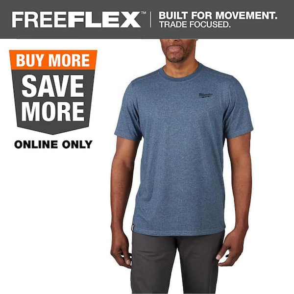 Men's 3X-Large Blue Cotton/Polyester Short-Sleeve Hybrid Work T-Shirt