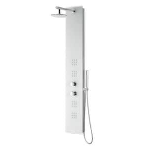VELD Series 64 in. 2-Jetted Full Body Shower Panel System with Heavy Rain Shower and Spray Wand in Clear White