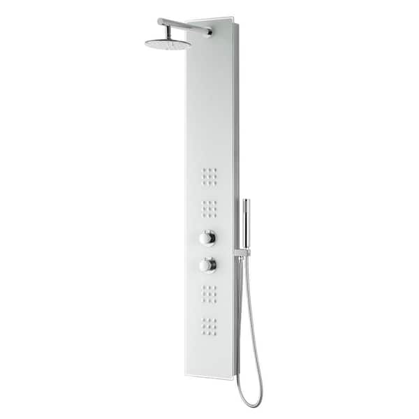 ANZZI VELD Series 64 in. 2-Jetted Full Body Shower Panel System with Heavy Rain Shower and Spray Wand in Clear White