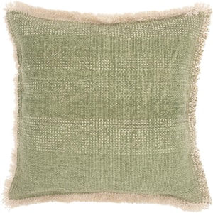 Life Styles Sage 18 in. x 18 in. Solid Color Bohemian Throw Pillow