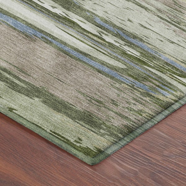 Mayfield Premium Machine Washable Abstract AMF2287 Aloe 10 ft. x 14 ft. Area Rug