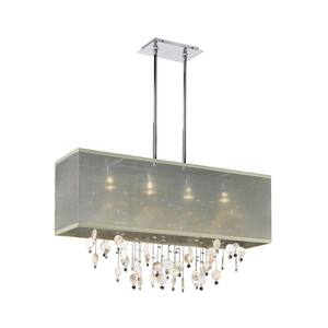 Finishing Touches 007 5-Light Cream Oyster Shell and Crystal Polished Chrome Chandelier W Taupe Rectangular Shade