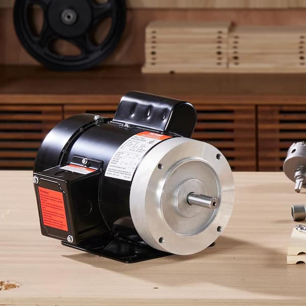 1HP Electric Motor 3450 rpm, AC 115V/230V, 56C Frame, Air Compressor Motor Single Phase, 5/8 in. Keyed Shaft, CW/CCW