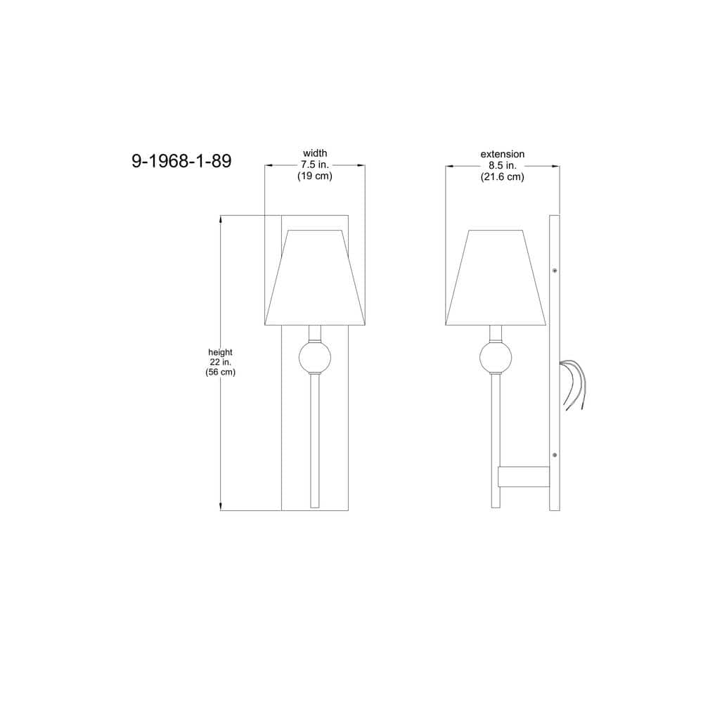 Polished Chrome Wall Sconce with White Fabric Shade