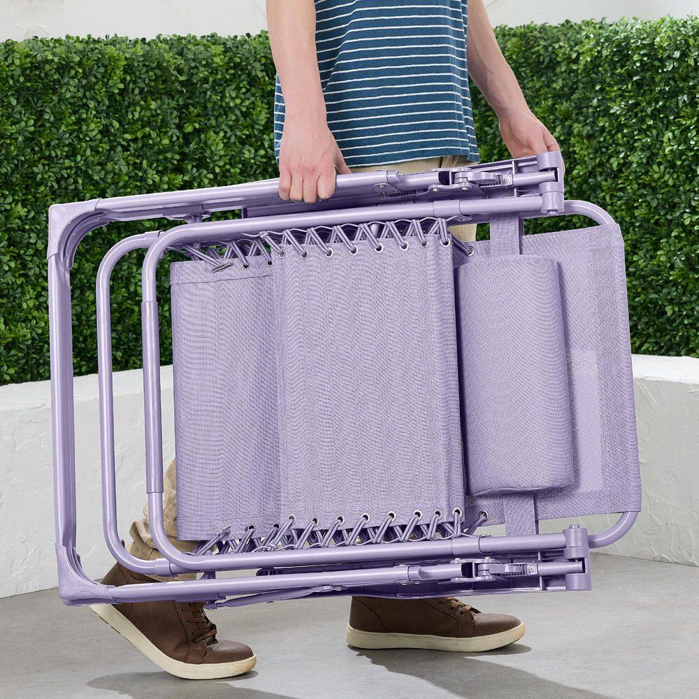 Lavender Zero Gravity Reclining Beach Lounger with Tray