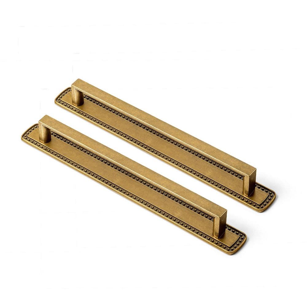 2-Pack 7-9/16 in. (192mm) Antique Brass Zinc Alloy Cabinet Pull with Riveted Bordered Backplate Drawer Bar Pull price history on PriceWatchPro