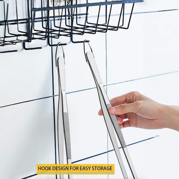 12 in. Stainless Steel Kitchen Tweezers and Tongs with Extra-Long and Fine for Cooking, Silver (2-Pack)