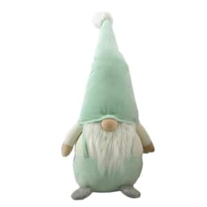 Jute Green and White Fabric Sitting Gnome