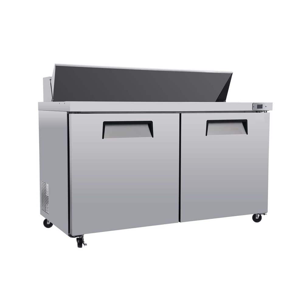 60 in. 18 cu. ft. Commercial Refrigerator with Salad&Sandwich Prep Table in Silver