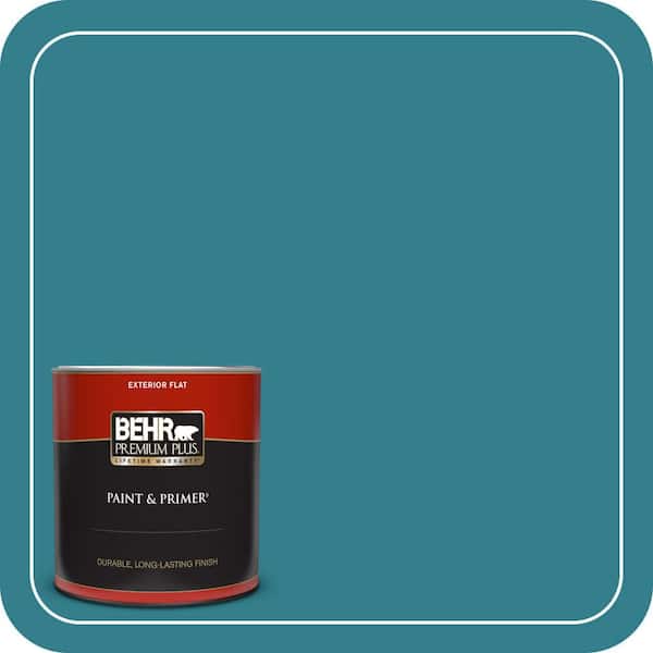 BEHR PREMIUM PLUS 1 qt. Home Decorators Collection. #HDC-CL-27 Calypso Blue Flat Exterior Paint & Primer