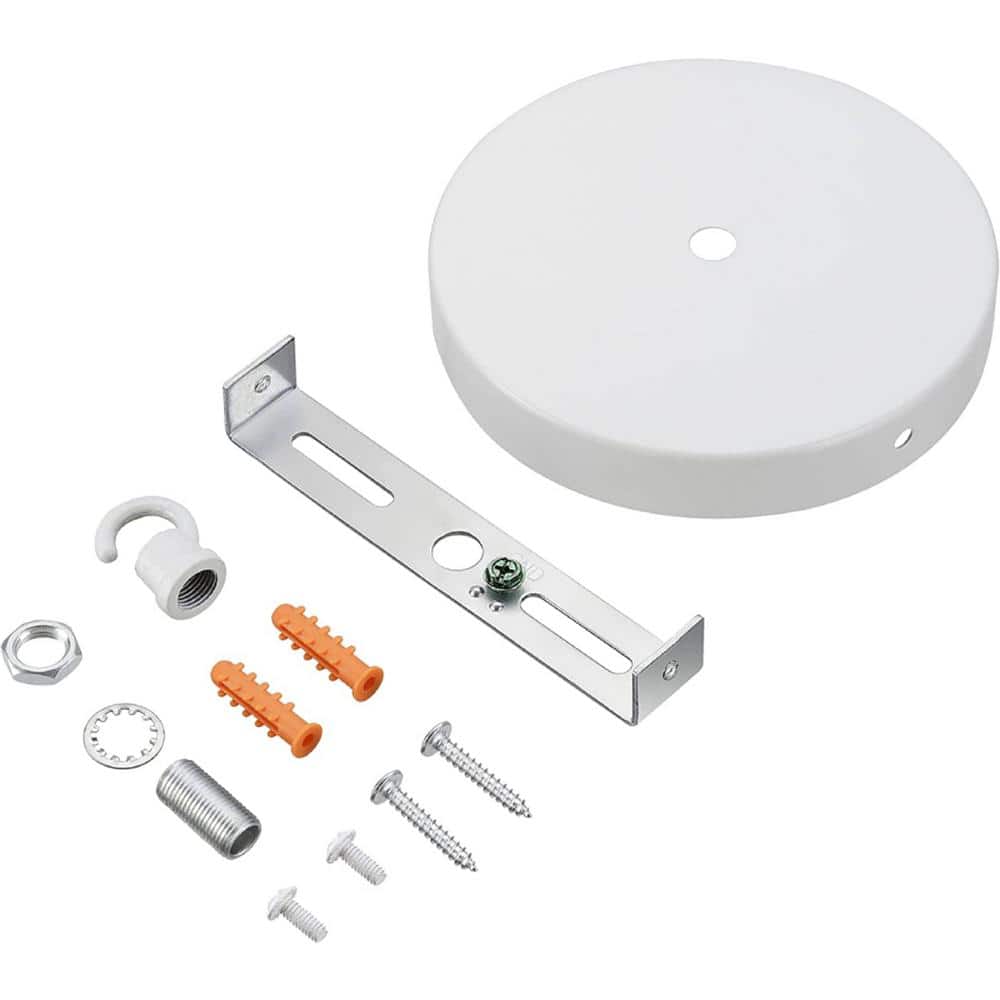 4-3/4 in. Dia with Hook and 7/16 in. Center Hole, Matte White Finish, Chand