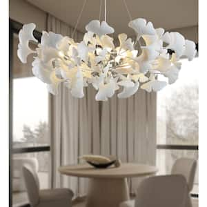 8 Light Silver Chandelier, Luxury Ginkgo Branch Chandelier for Living Room, Dining Room, Foyer, Kitchen Island-L39 in.