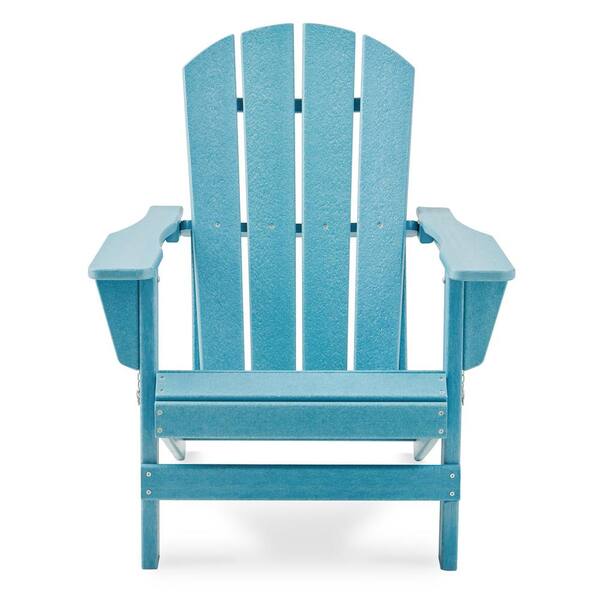 JEAREY Classic Light Blue Folding Plastic Adirondack Chair (Set of 2) 2PEQWYLB The Home Depot