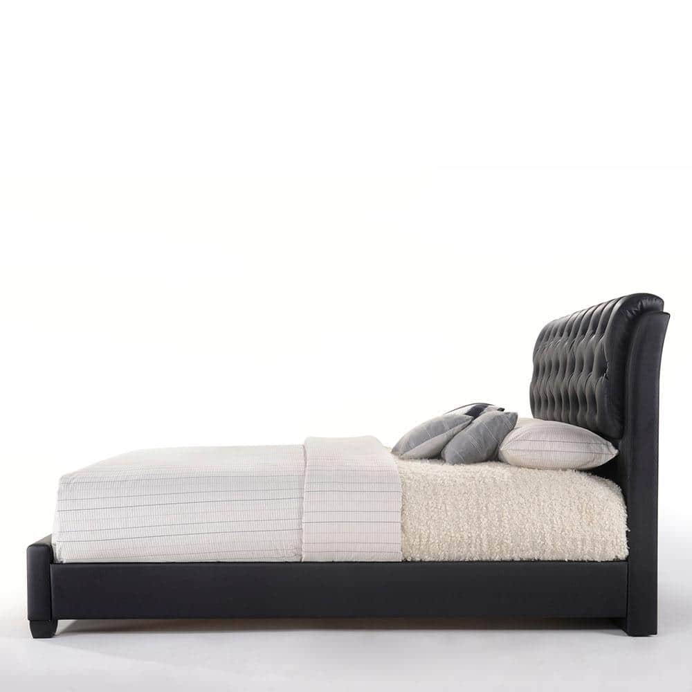 Black Queen Upholstered Bed with Tufted Headboard and Storage