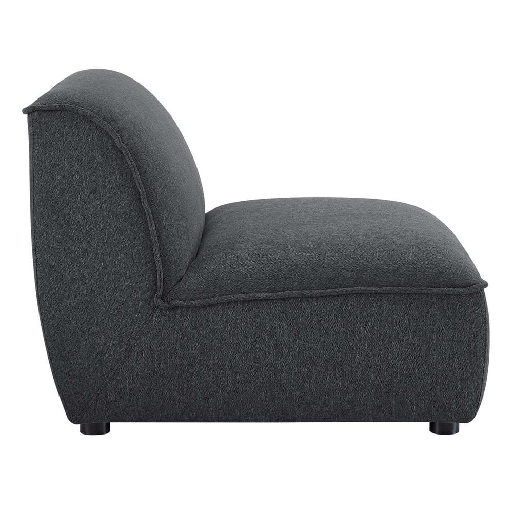 Charcoal Gray 4-Piece Modular Upholstered Sofa with Rubberwood Legs