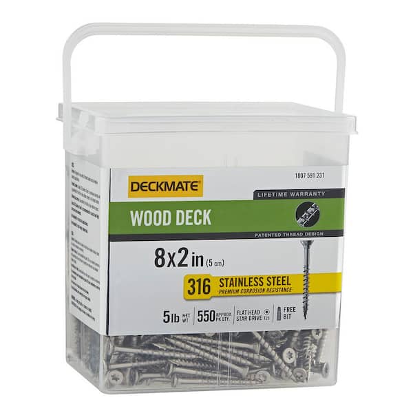 DECKMATE Marine Grade Stainless Steel #8 X 2 in. Wood Deck Screw 5lb (Approximately 550 Pieces)