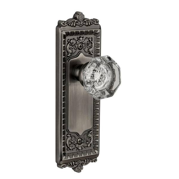 Grandeur Windsor Antique Pewter Plate with Privacy Chambord Crystal Knob