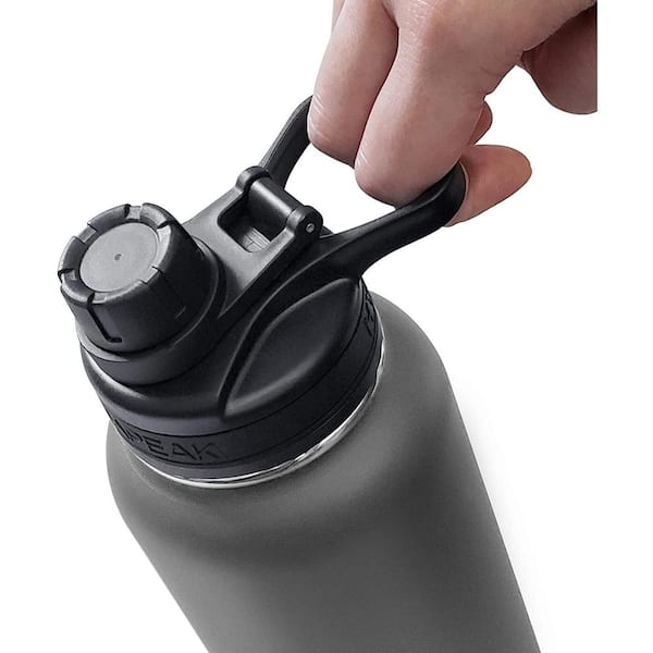 Hydrapeak Stainless Steel Bottle with Straw Lid & Silicone Boot 32oz Iceberg in Black