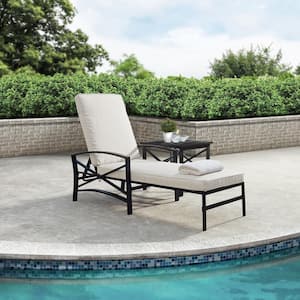Kaplan Bronze Metal Outdoor Chaise Lounge with Oatmeal Cushion