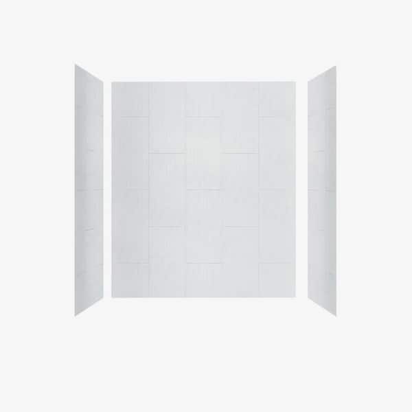 32 in. x 60 in. x 75 in. Solid Surface 3-Piece Easy Glue Up Adhesive Alcove Shower Wall Surround in Matte White