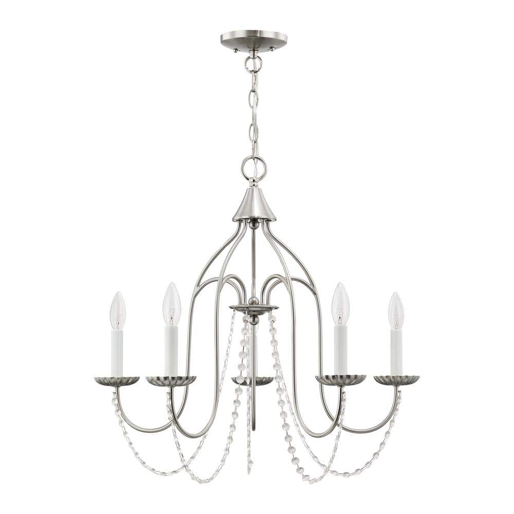Alessia Brushed Nickel 5-Light Crystal Chandelier