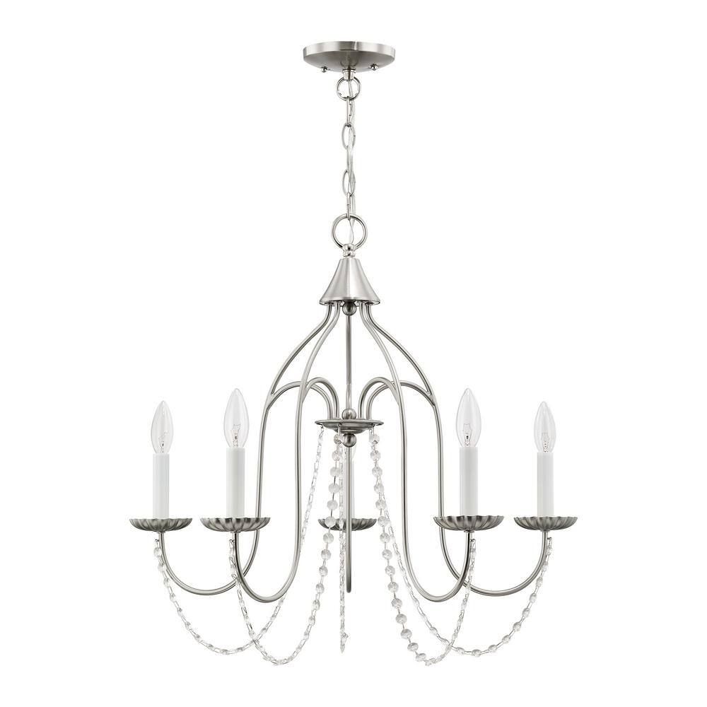 Alessia Brushed Nickel 5-Light Crystal Chandelier