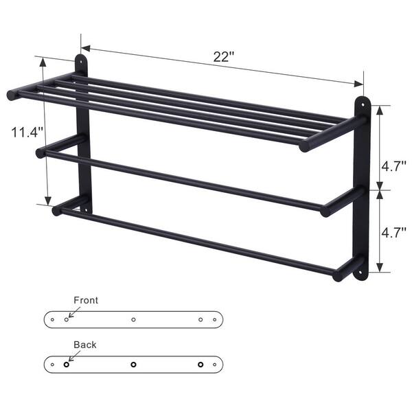 MyGift Wall Mounted Black Metal Towel Rack – Industrial Pipe Design With 3 Bars, Bathroom Towel Holder