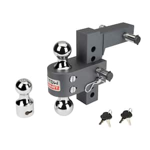 Class V, 12,000 lbs. 5-5/8 in. Drop to 6-1/2 in. Rise, Adjustable Trailer Hitch Tri-Ball Mount