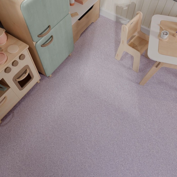 Happy Hues Lavender Haze Purple 43.9 oz. High Performance Polyester Texture Installed Carpet