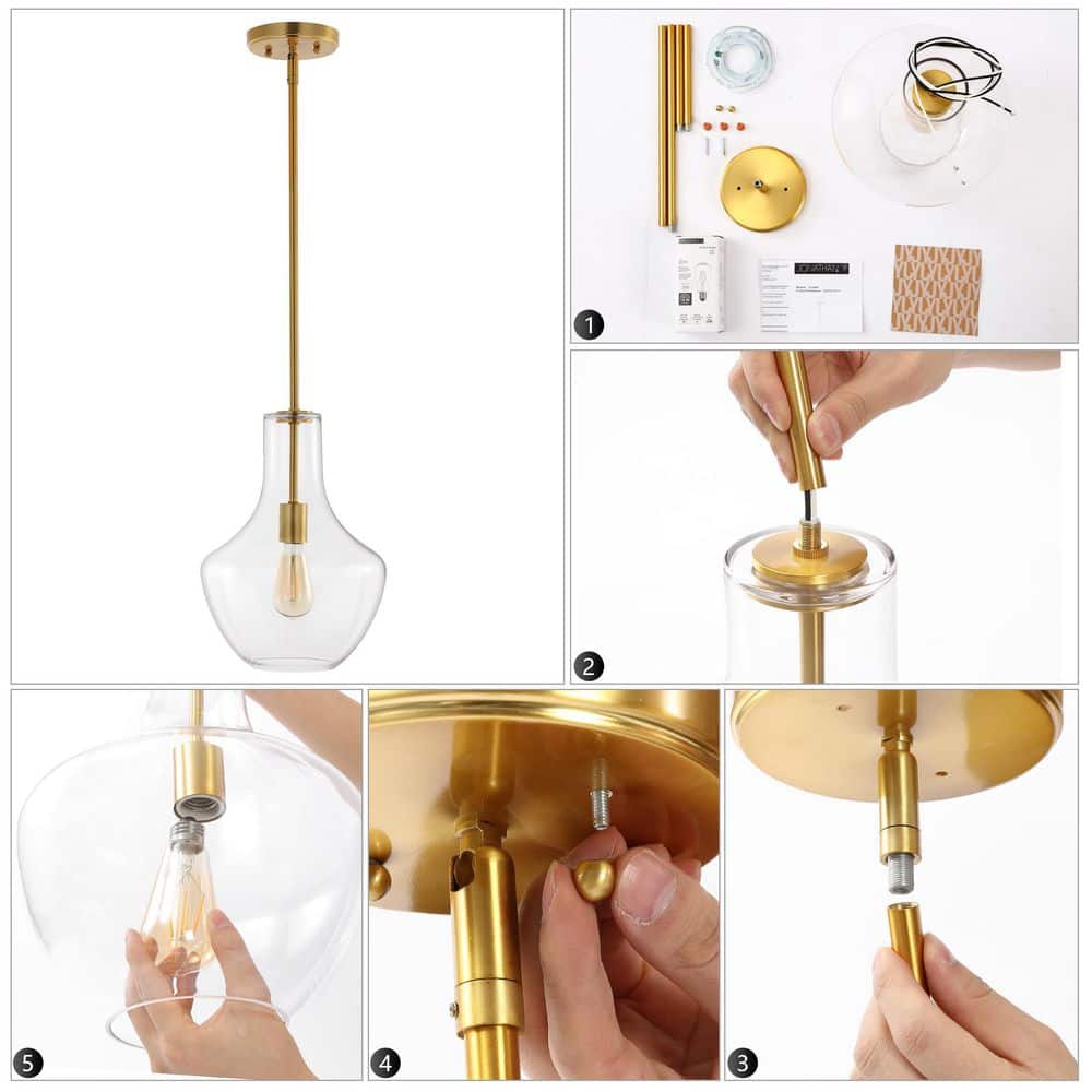 Watts 10.5" Gold and Clear Glass LED Pendant Light