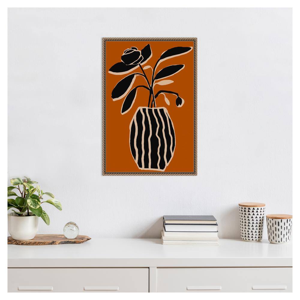 Ochre Still Life No 5 Abstract Canvas Art with Bronze Frame