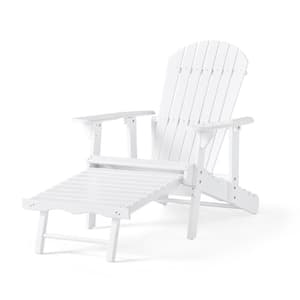 Set of 1 White Folding Wood Adirondack Chair, All-Weather Resistant