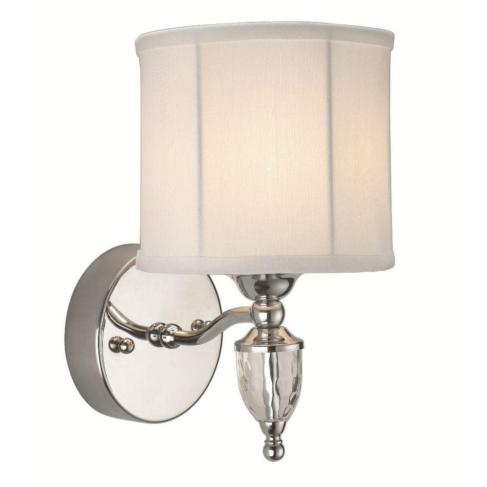 UPC 008938601634 product image for Waterton 1-Light Chrome Sconce with White Fabric Shade | upcitemdb.com