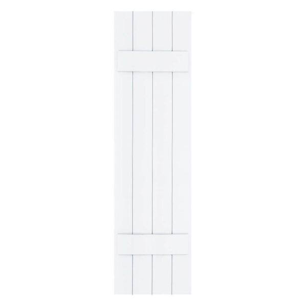 Winworks Wood Composite 15 in. x 57 in. Board & Batten Shutters Pair #631 White