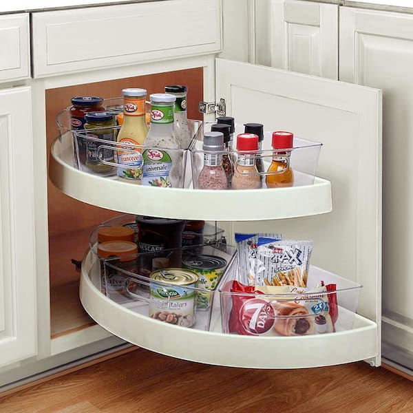 iDesign Plastic Lazy Susan Storage Basket 1/4 Wedge for Cabinet, Clear