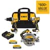 DEWALT 20V MAX Lithium-Ion Cordless 3-Tool Combo Kit and Brushless Compact 1/4  in. Impact Drive w/5Ah Battery and 1.7Ah Battery DCK304E1H1W850B - The Home  Depot