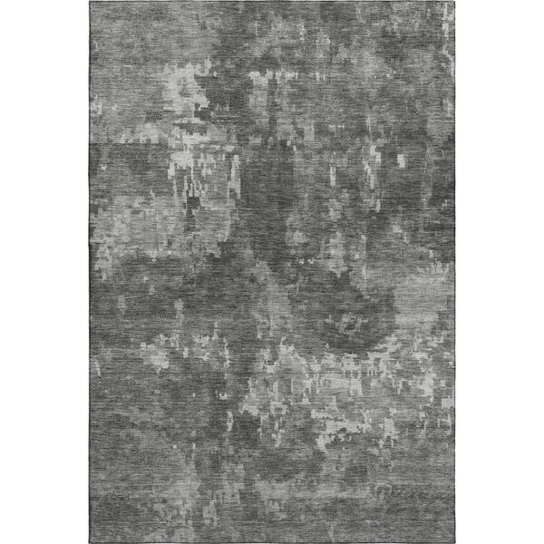 Mayfield Premium Machine Washable Abstract AMF2361 Pewter 10 ft. x 14 ft. Area Rug
