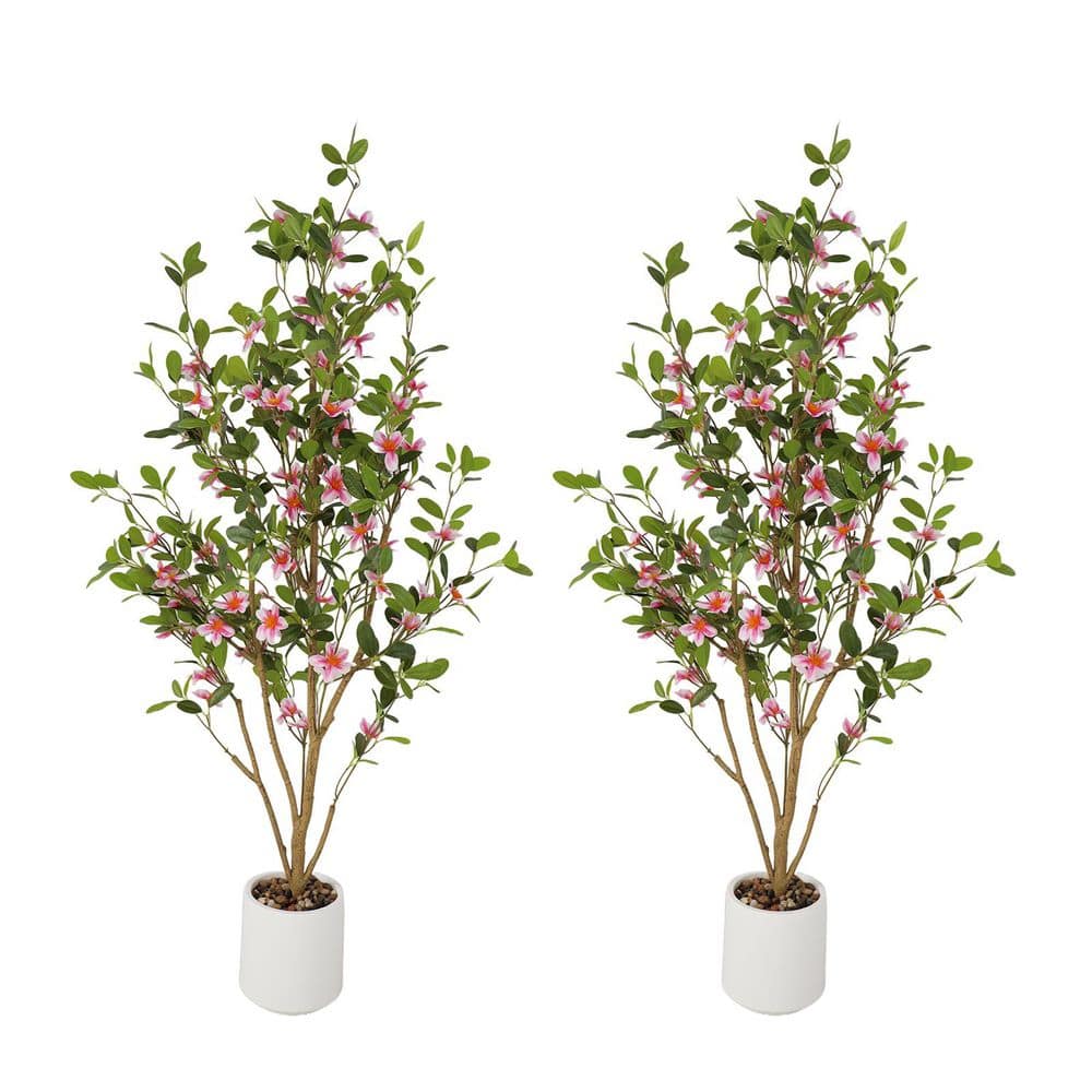 False Tree MOVECOM 4FT 2pcs Artificial Trees Indoor,Faux Fake Tree Flower Potted ...