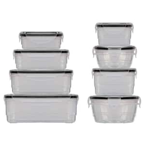 16-Piece Plastic Food Containers with Snap Lock Lids in Black