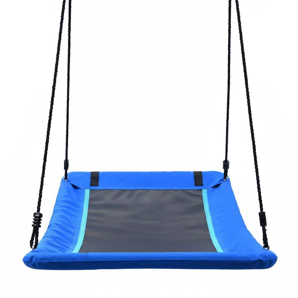 Blue 60 in. Steel Frame Platform Swing with 2 Tree Straps, 700 lbs