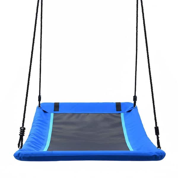 Blue 60 in. Steel Frame Platform Swing with 2 Tree Straps, 700 lbs