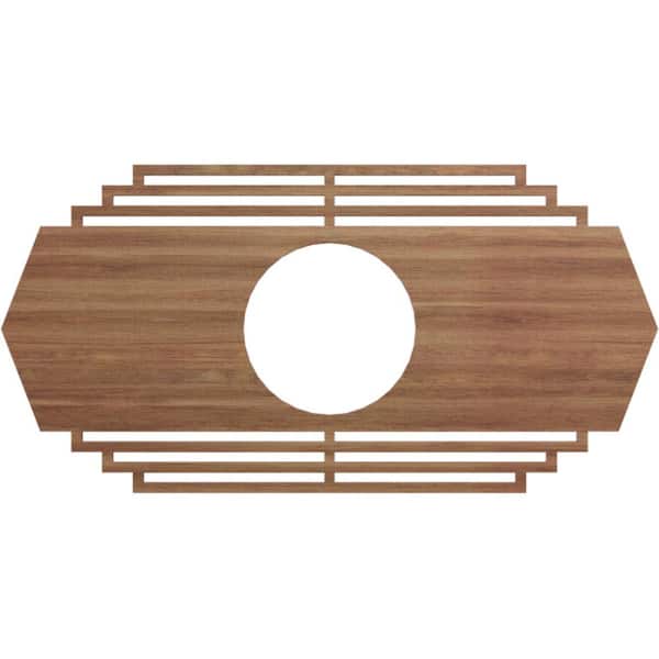 Ekena Millwork 20 in. x 10 in. x 5 1/4 in. x 1/4 in. Chrysler Wood Fretwork Pierced Ceiling Medallion, Walnut