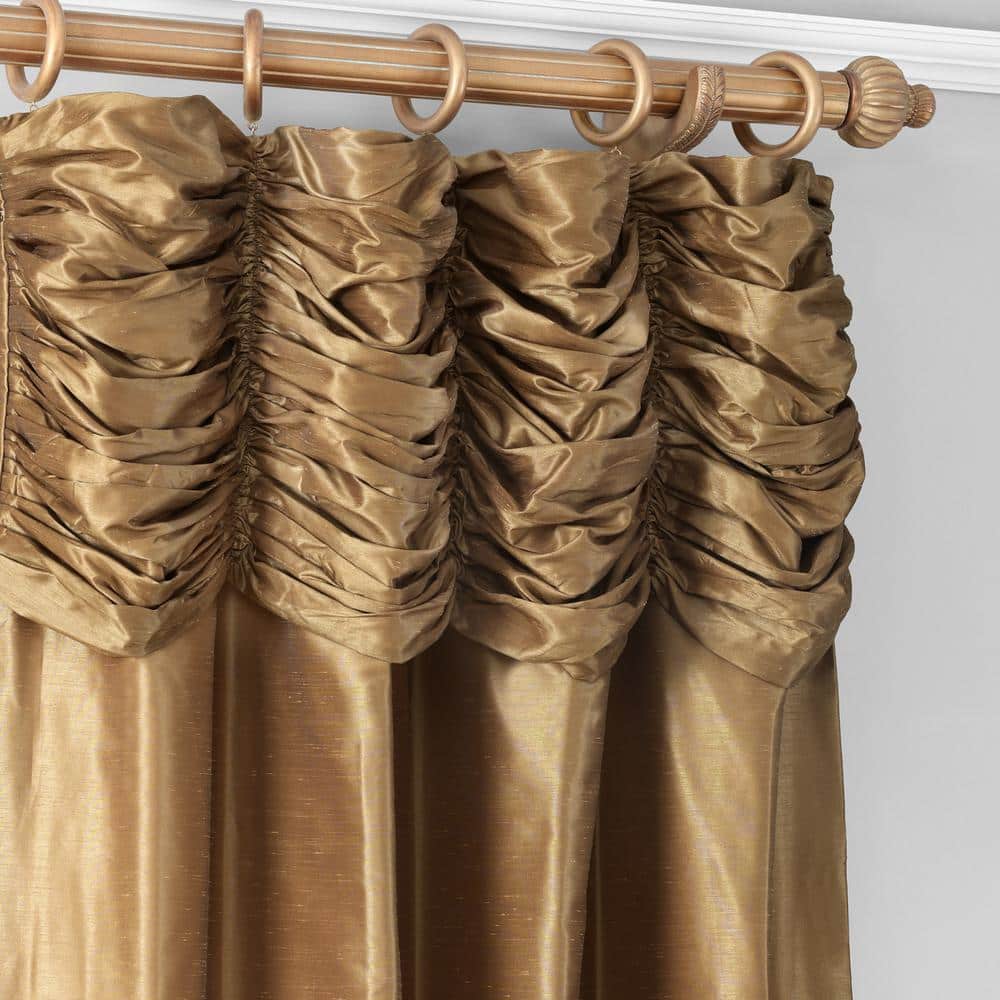 Flax Gold 84" Faux Silk Room-Darkening Curtains