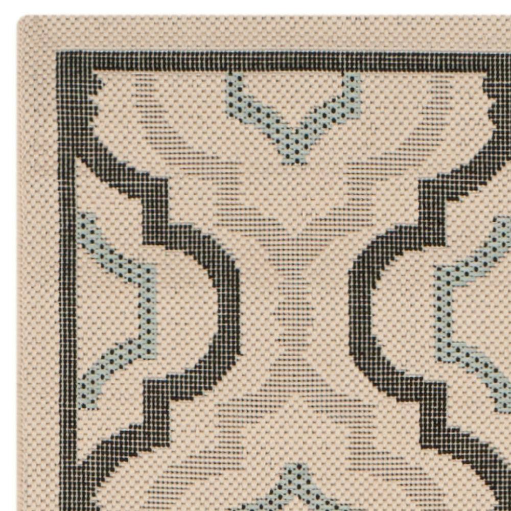 Beige and Black Synthetic Flat Woven 2'4" x 14' Runner Rug