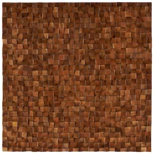 36 in. x 36 in. Mango Wood Brown Handmade 3D Cube Inspired Geometric Wall Art Decor